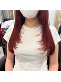 ワインレッド×レイヤーカット