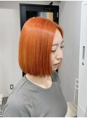 ペールオレンジカラーブリーチ&ダブルカラーミニマルボブ横浜駅