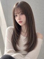 ユーフォリア 渋谷グランデ(Euphoria SHIBUYA GRANDE)&nbsp;グレージュ透明感シースルーバングストレートレイヤーロング