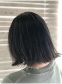 デザインカラー/厚めバング/ローライト/スリークボブ