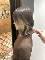 ファイブバイジエクト 堀江(FIVE by The Ect)&nbsp;グレージュボブ×ツートンカラーミルクティー＠堀江美容室