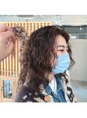 ミディアムくるくるウェーブパーマ