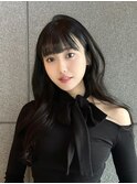 前髪パッツン韓国レイヤーカット×ブルーブラック