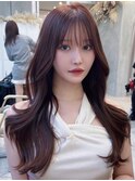 #62/韓国/韓国風/レイヤーカット/後れ毛/くびれヘア/前髪/原宿