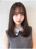 小顔可愛い前髪顔まわりカットミディアムレイヤーストレート