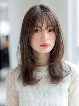 ダル 渋谷/表参道(DAL.) 顔周りカットハッシュカットダークブラウンワンホンレイヤー韓国