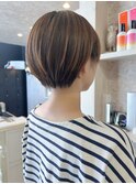 福山市美容室Caary似合わせカット丸みショート耳かけショート