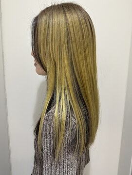 ラヴェストバイフレイスウェル(LOVEST by frace well) ミルクティ×イエローの逆インナーカラー