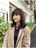 ミディアム レイヤー 厚め前髪 20代 30代 広尾 恵比寿