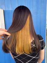 いろあそび 八王子 ピンクベージュ×イエロー インナーカラー