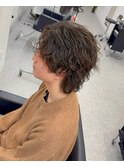 センターパートウルフツイストスパイラルパーマ
