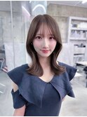 黒髪ボブルフネビージュ小顔ワンレン顔まわり韓国レイヤーカット
