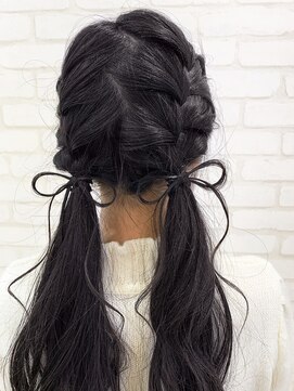 ウィル 東三国店(WiLL) 【WiLL水谷】編み込みリボンツインテール