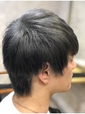 カーキグレージュマッシュショートボブフェザーバングヘナ(所沢)