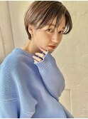 グレージュ×前髪なしハンサムくびれショート◎30代40代50代