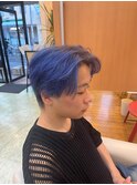 韓国メンズヘア　メンズブリーチ　ブルーカラー　ネイビーカラー