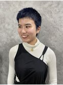ベリーショートヘア☆ダブルカラーでハイトーンネイビー
