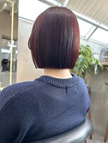 ロンド 表参道店(Lond)&nbsp;チェリーブラウンブリーチなしショートボブ前髪