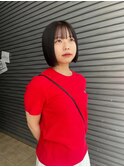 大人可愛い透明感ブリーチなしグレージュ切りっぱなしボブミディ