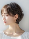 くびれショートボブ×上品ベージュ[西宮北口/白髪ぼかし]