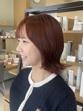 オリジン サロン(THE ORIGIN'S SALON) チェリーレッド×レイヤーボブ