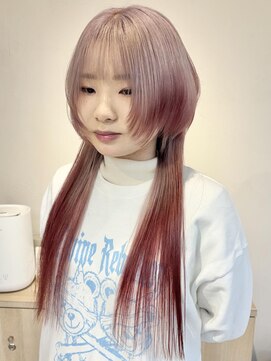 テトラ バイ ネオリーブ 横浜西口店(tetra by neolive) ペールラベンダー レッドデザインカラー ウルフカット 横浜★