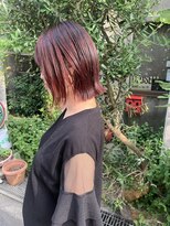 ブラン 阪急伊丹駅前店(Blanc.)&nbsp;ボブ　レッドカラー　切りっぱなし