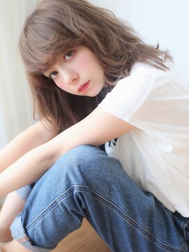 マイラ 銀座(myla) 美髪グレーベージュくびレイヤーロング小顔前髪パーマ黒髪ボブ