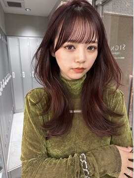 サイン 渋谷(SIGN) レイヤーカットインナーカラーイヤリングカラー色落ち綺麗表参道