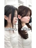 前髪顔まわり韓国ヘアレイヤーカットサイドバンク2wayバンク韓国