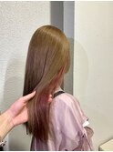 インナーカラー　ベージュ×ピンク