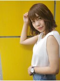 ボブ 切りっぱなし ブラウンベージュ