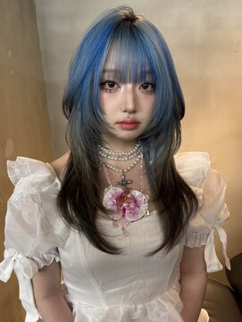 原宿/ウルフカット レイヤー デザインカラー ルーツカラー   