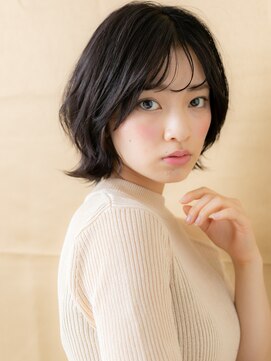 カバーヘア 上尾西口店(COVER HAIR) シースルーバング黒髪くびれヘア外ハネウルフボブX上尾30代40代