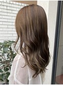 大人美人艶カラーベージュ小顔カット透明感レイヤーロング