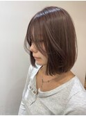 くびれボブ顔回りレイヤーボブグレージュ