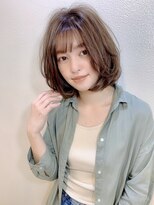【shige】厚めバング毛先パーマアッシュブラウン外ハネボブ