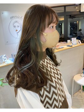 エンリッチヘア(enrich hair) オリーブグリーン　インナーカラー　フェイスレイヤー