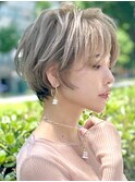 似合わせカット×ハイトーンカラー×ミルクティーアッシュ×夏◎