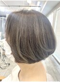 白髪を目立たせないハイライト【ショートボブ】40代50代60代