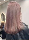 ダブルカラーピンクベージュベージュカラーケアブリーチレイヤー