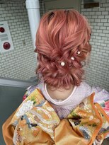 振袖ヘア　成人式ヘア　シニヨン　ルーズヘア　パール　ガーリー