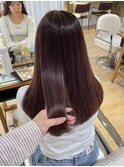 ピンクブラウン　暖色カラー 艶髪 ロングレイヤー