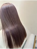 大人可愛いラベンダーピンクベージュダブルカラーロング透明感