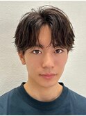 コンマニュアンスパーマショート刈り上げツーブロック黒髪韓国