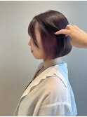 髪質改善カラー、インナーカラー、ボブ、インナーピンク（堀）