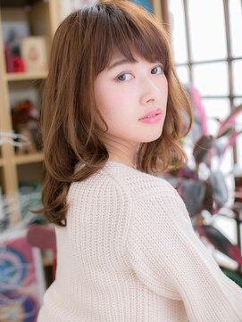 カバーヘア イヴ 戸頭店(COVER HAIR EVE) *+EVE戸頭+*…ベージュカラー×斜めバング♪くせ毛風ミディa