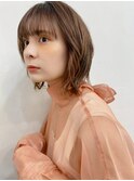 【BAYROOM横浜】ミディアムカールボブ×キャラメルベージュ