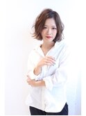 ひし形シルエット大人可愛いふんわりワンカールボブ