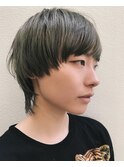ミントグレージュなマッシュウルフ